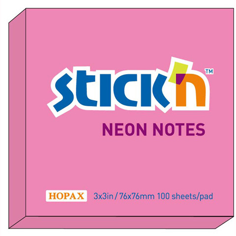 Notes samoprzylepny 76x76 100k. neon różowy Stick"N